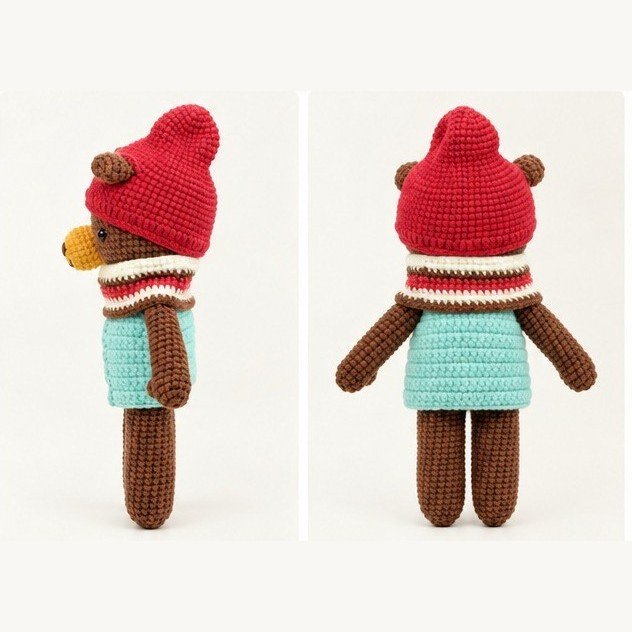 Bramble the Bear – Crochet Winter Bear in a Red Beanie - Image 2