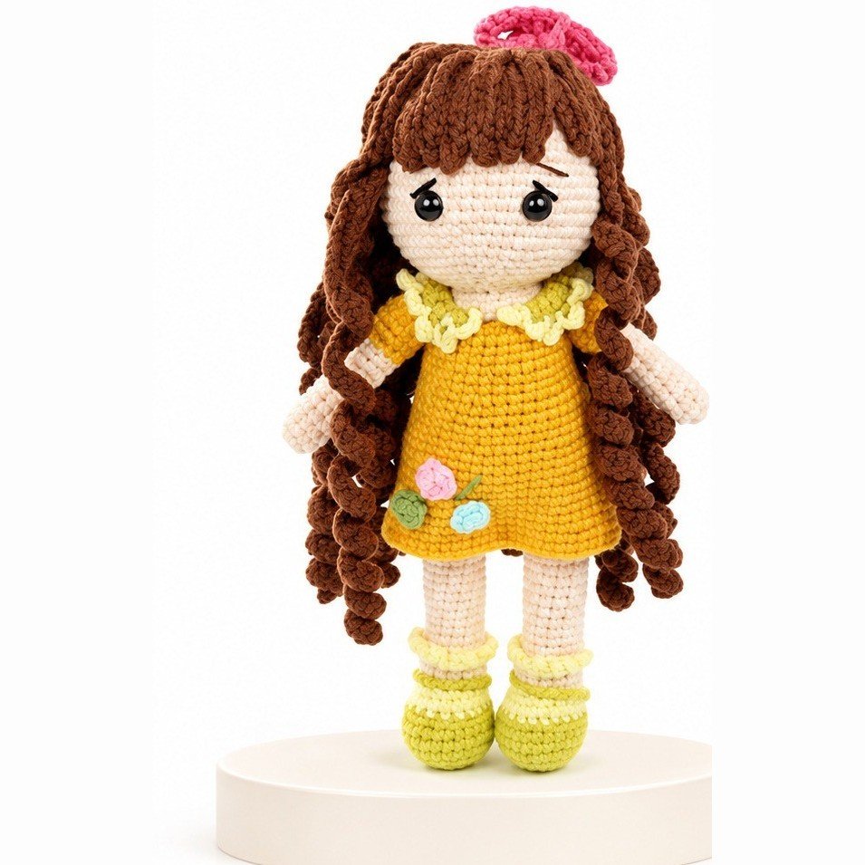 Clementine the Curly-Haired Doll – Crochet Keepsake Doll