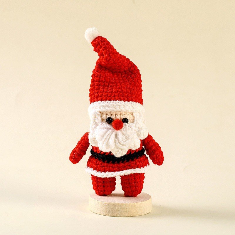 Crochet Christmas Figure on Wooden Base: Santa, Snowman or Reindeer