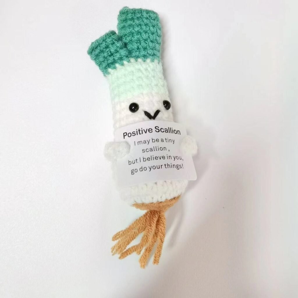 Crochet Veggie Buddy with Message Card: Leek, Cabbage or Cactus, Set of 3
