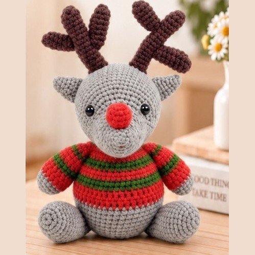 Juniper the Reindeer – Crochet Christmas Reindeer in a Sweater