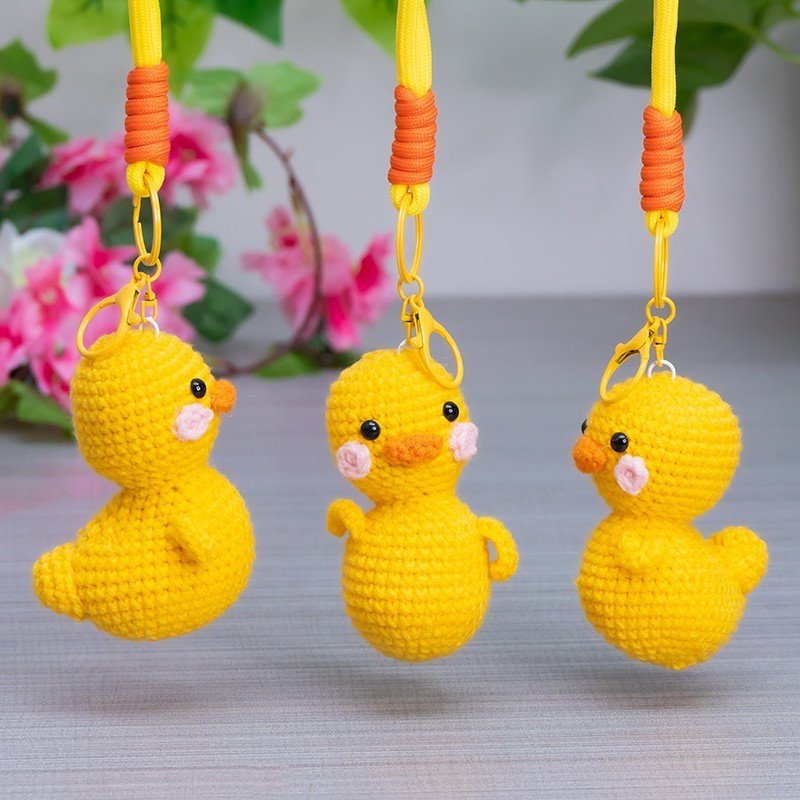 Puddle the Duck – Crochet Duck Bag Charm, Set of 2