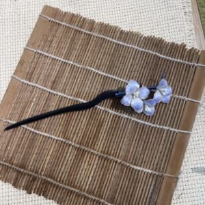 Silk Flower Hair Stick with Curved Dark Pin