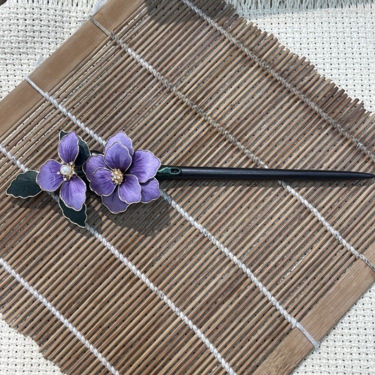 Silk Flower Hair Stick with Large Double Blooms